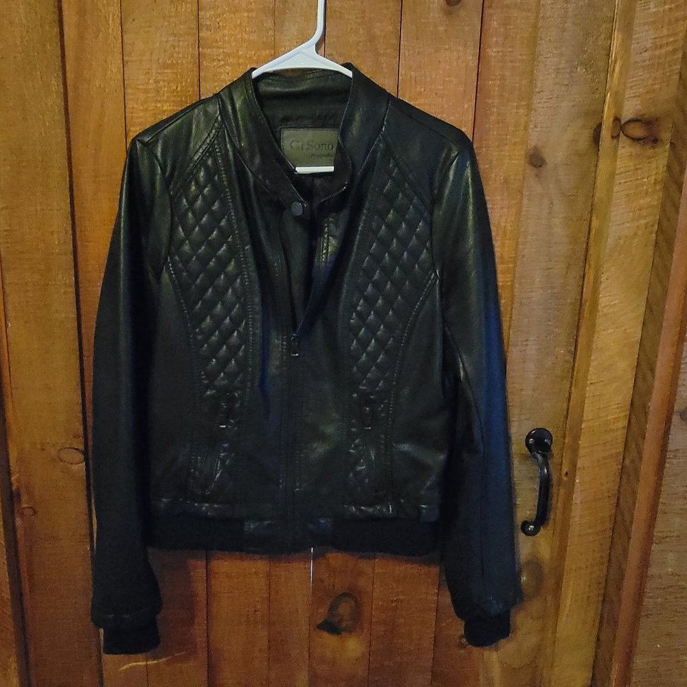 Ci Sono By Cavalini Faux Leather Jacket Black - Size Large
